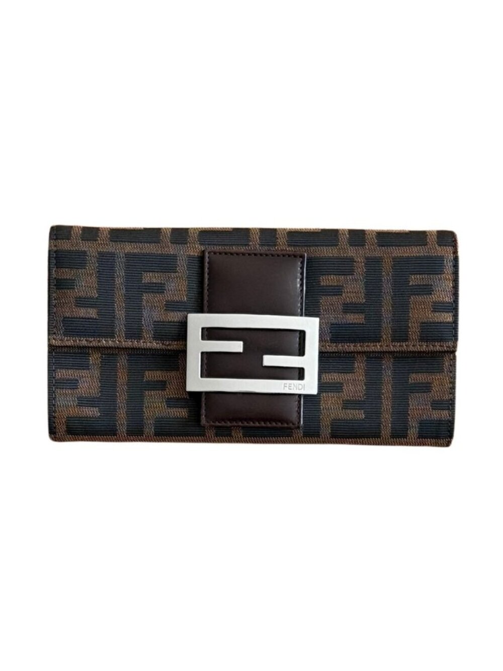 Fendi Vintage Zucca FF Brown Canvas Continental Wallet